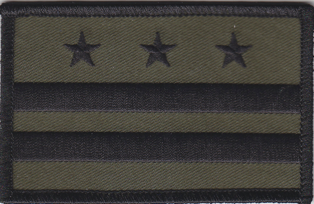 Washington DC Flag Patch SUBDUED BLACK on OD GREEN District of Columbia